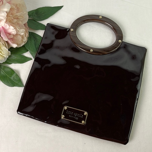 Kate Spade Jocelyn Patent Leather Foldover Clutch Purse - Picture 1 of 8